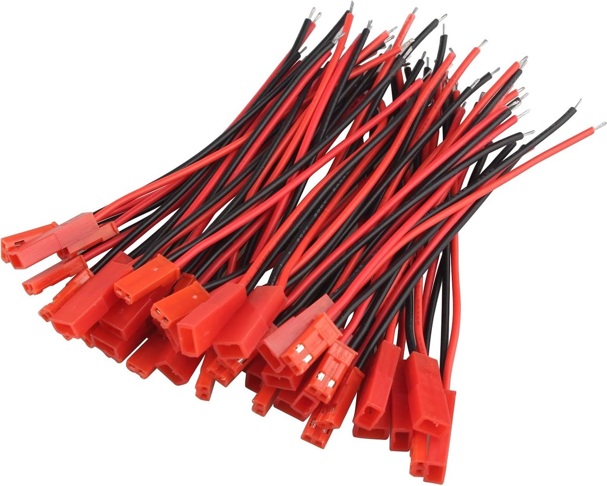 JST Connection Cable 20 Pairs 100 mm 2-Pin Plug and Connector for LED Light Strip Radio Controlled Toys Batteries - ShopVlot