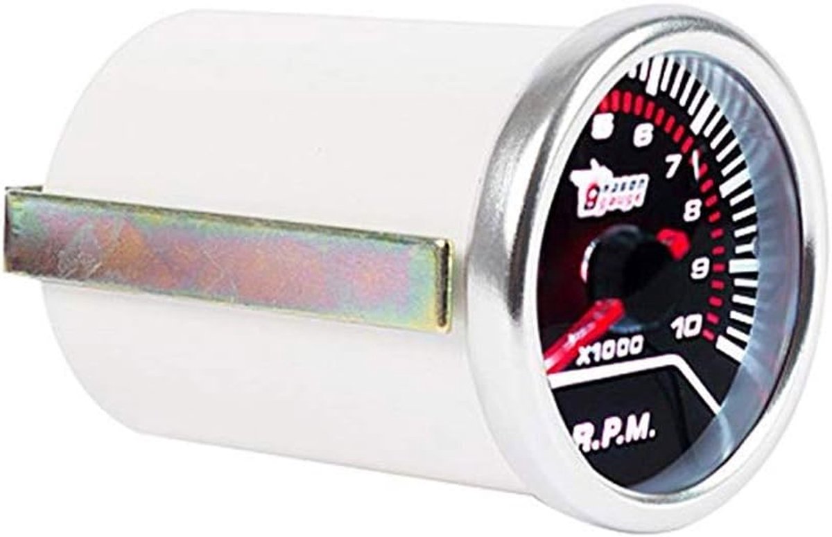 SnelShoppen - Digitale Tachometer Meter 2" 52mm voor Auto met Witte LED Verlichting, Rood Verlicht Nauwkeurige RPM Meter, Universele Toepassing