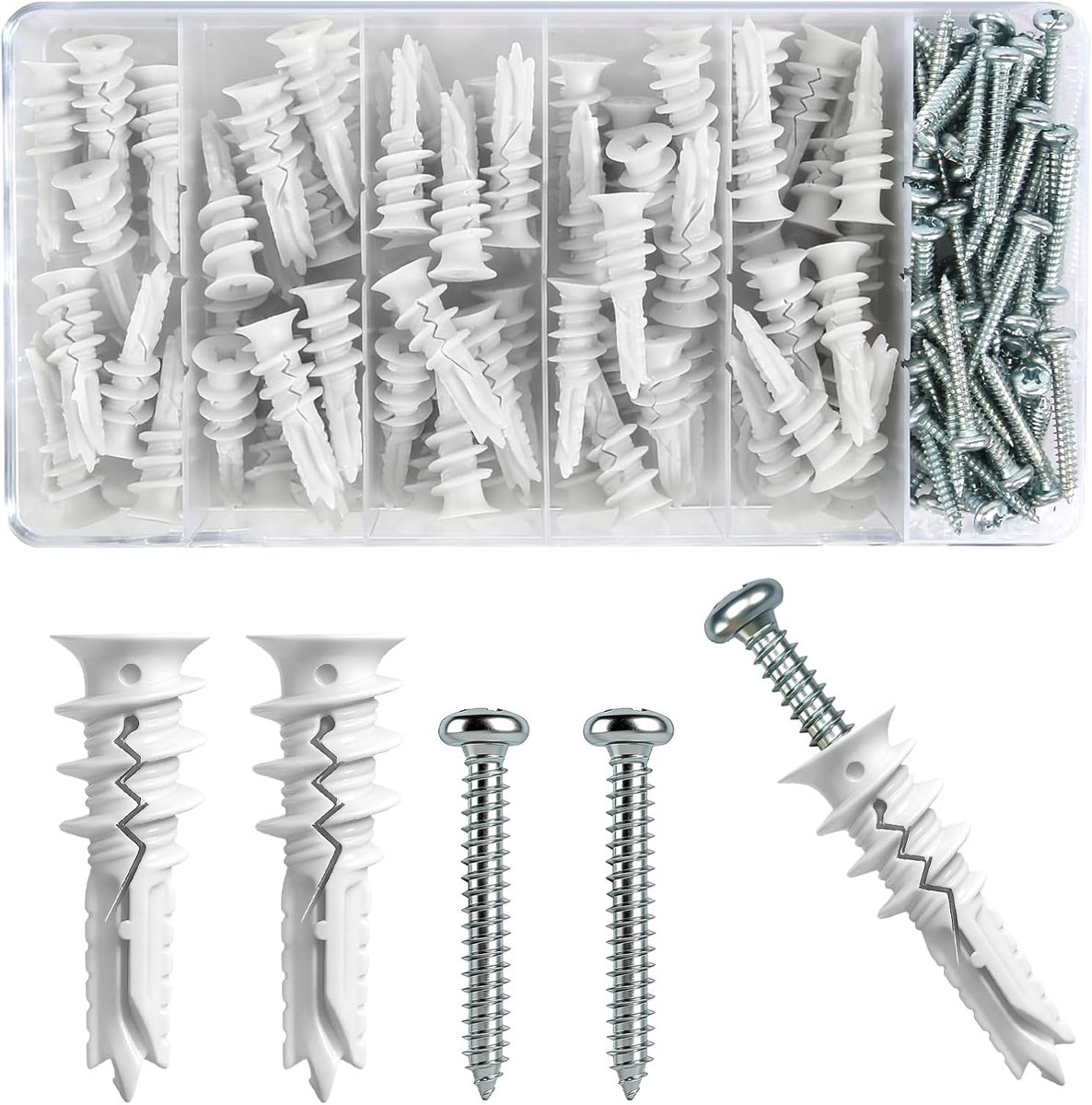 SnelShoppen - 140pcs Gipsplatenpluggen Set - 41mm Isolatiepluggen met Schroeven - Hoogwaardige Nylon en Staal - Perfect voor Rigips, Facade en Meer