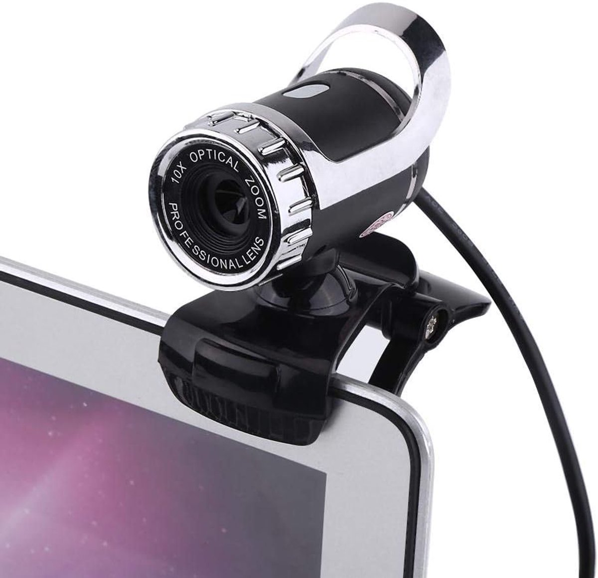 SnelShoppen - Computer Webcam USB 2.0 Clip-on HD Webcamera met Microfoon 12MP 640x480 30fps voor XP, Win2003, Win7, Win8, Vista - Zilver