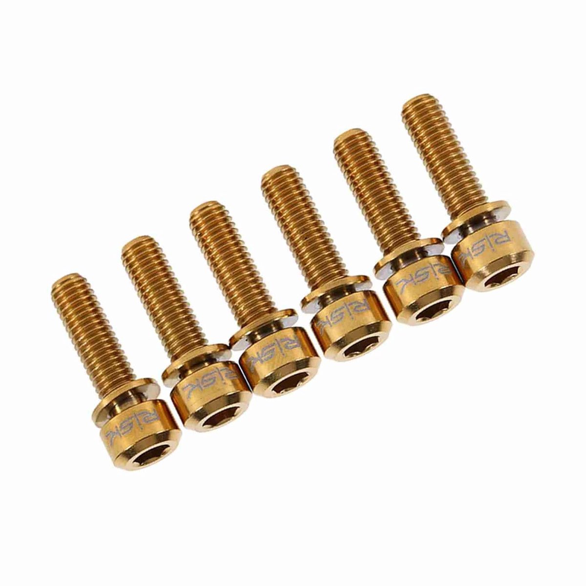 SnelShoppen - Demeras Fietsshaft met Wasringen voor Mountainbike, 6 Stuks Titanium Legering, M5 x 18 mm - Lichtgewicht, Corrosiebestendig, Eenvoudige