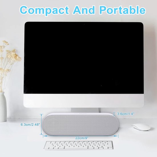 USB Luidspreker - Mini Soundbar - Muziek Luisteren - Plug en Play - 36 x 22 x 63 cm - Grijs — afbeelding 4