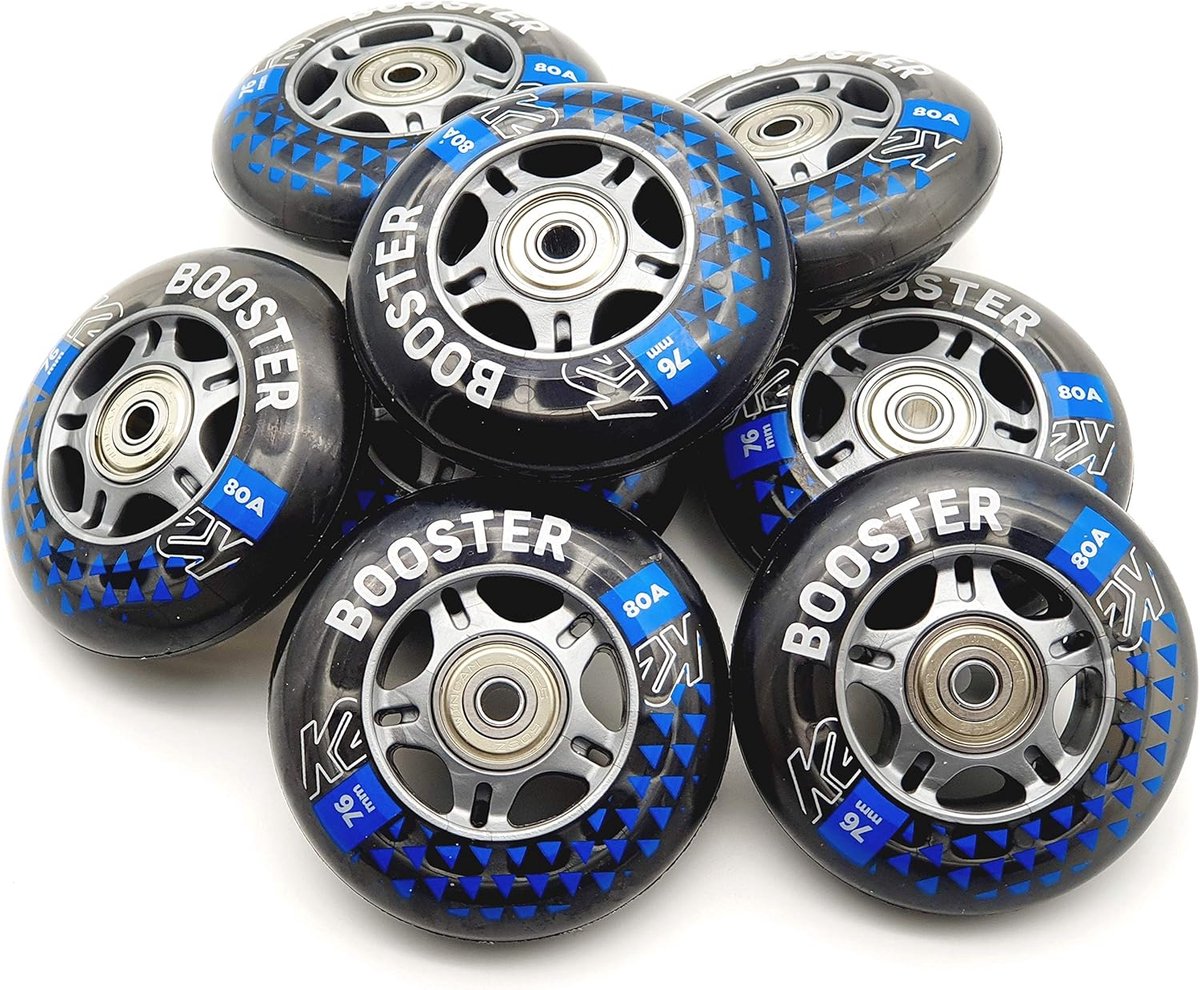 SnelShoppen - Skatewielen Set 8 Stuks 76mm/80A met ILQ5 Lager en Aluminium Spacer voor Snelle Skates