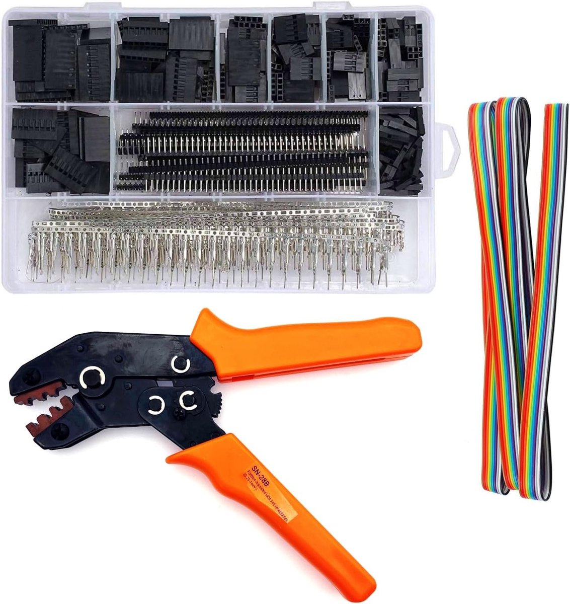 SnelShoppen - Crimping tool set voor Dupont 2.54mm met 200 male/female pin connectors, 350 Dupont female connector housings, 800 pin headers en 10-dra