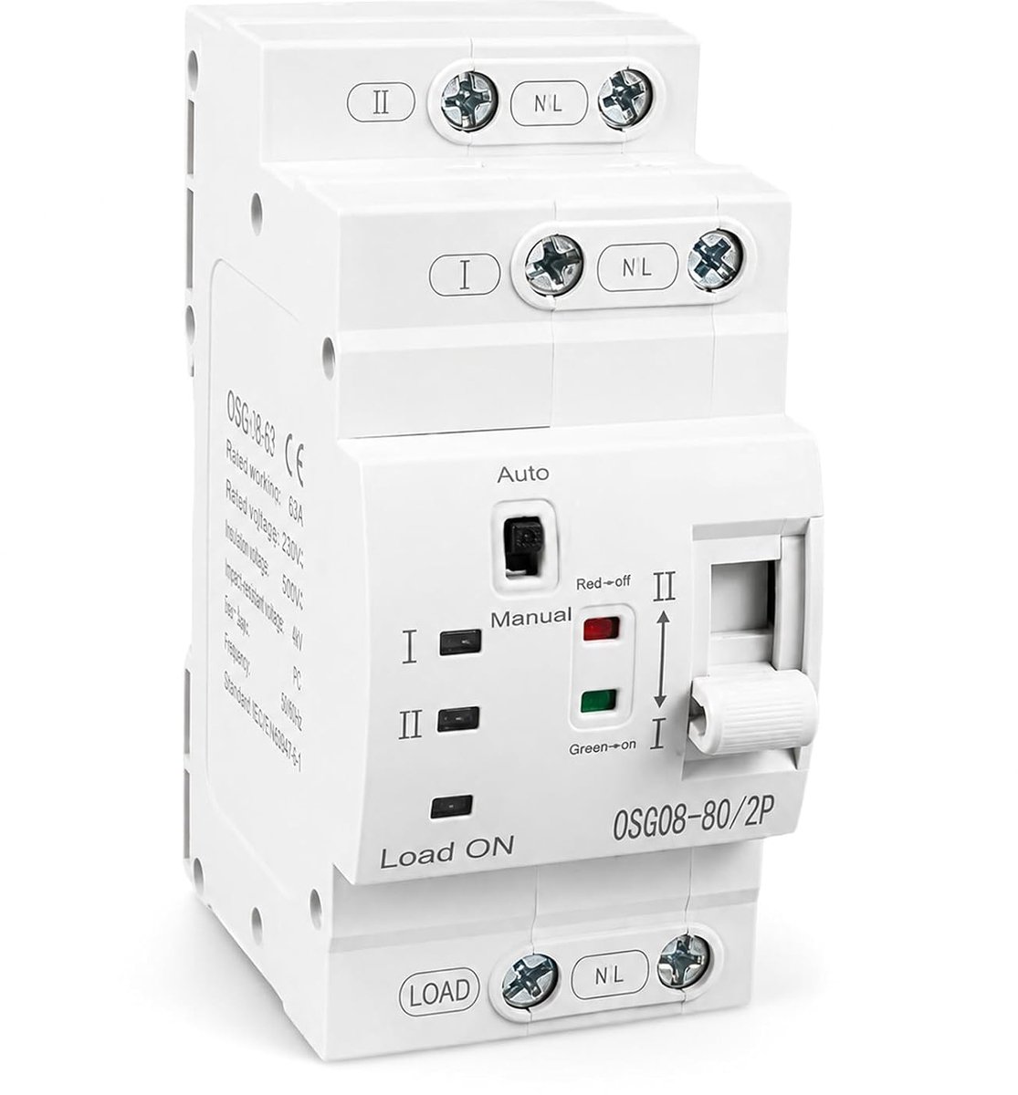 SnelShoppen - Automatische overschakelaar 2P 63A 220V DIN rail, ATS, dubbele stroom, elektrische selector, noodstroom schakelaar met hoge schakelingss