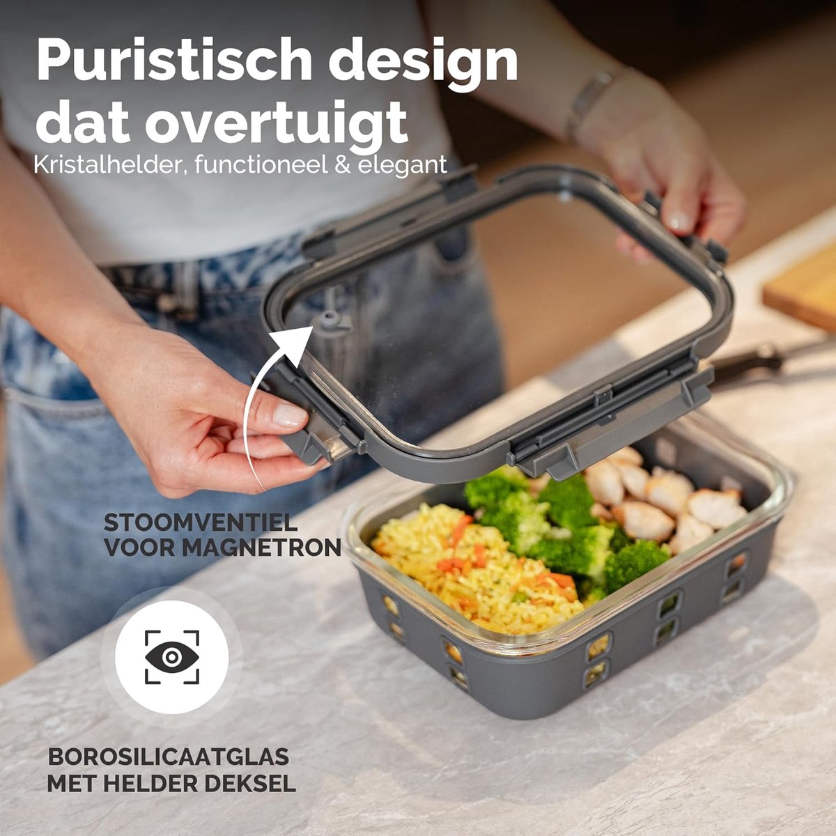 Meal Prep Bakjes - Glazen Containers - Voedsel Bewaren - Lekvrij & Stapelbaar - Set 3x1520ml - Transparant — cadeau in Cadeau-ideeën - foto 2