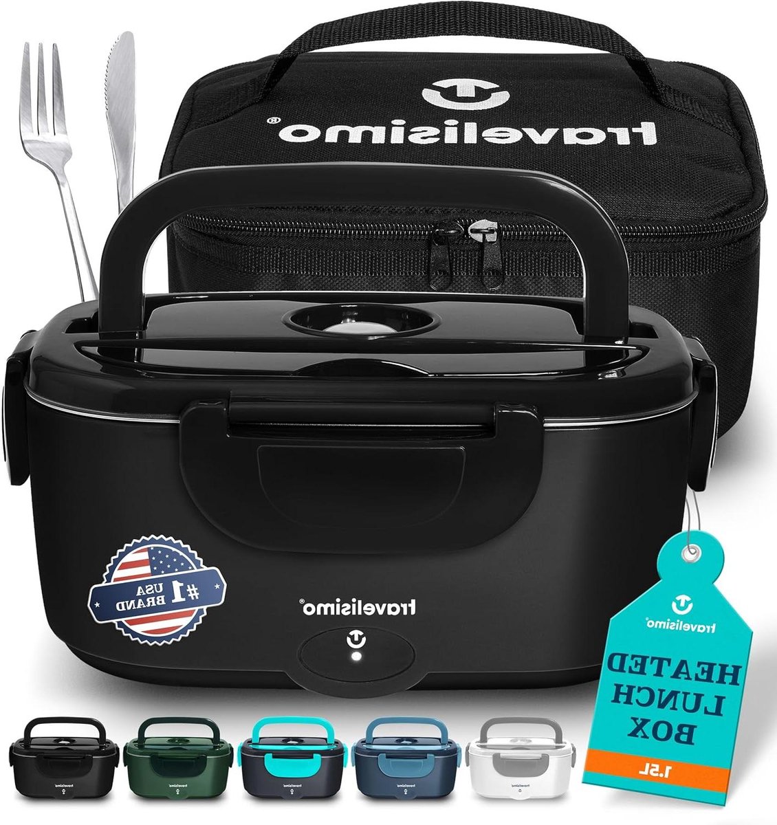 Elektrische Lunchbox - Warme Maaltijd - Onderweg Eten - Veelzijdig Aansluitbaar - 1.5 Liter - Zwart