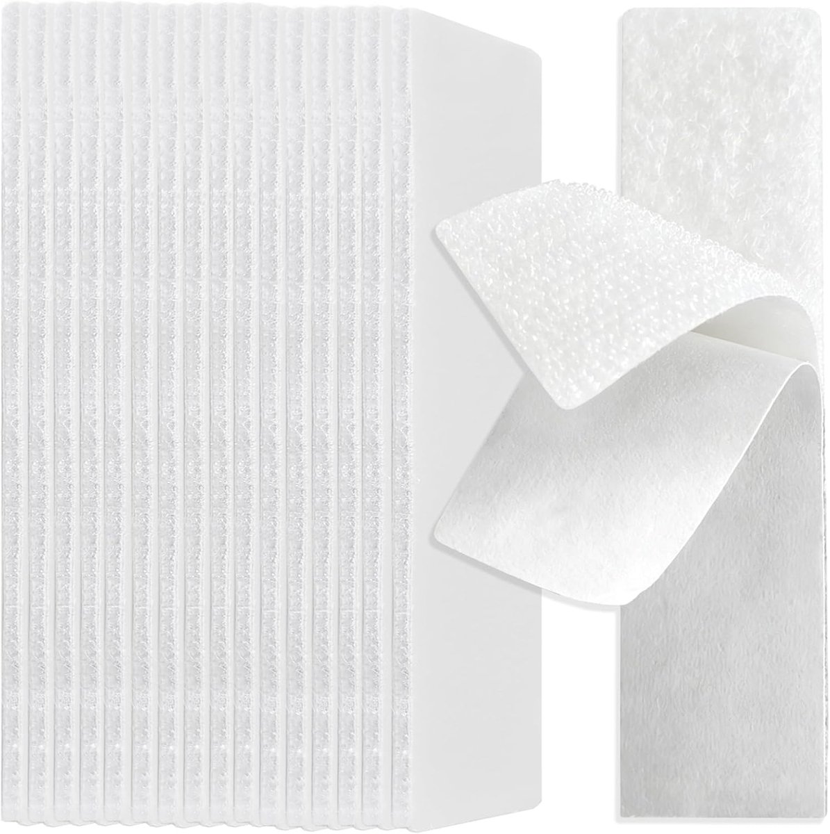 SnelShoppen - Klittenband zelfklevend extra sterk, 32 stuks, 25 × 100 mm, dubbelzijdige plakpad wit, haakband en lusband voor doe-het-zelfprojecten en