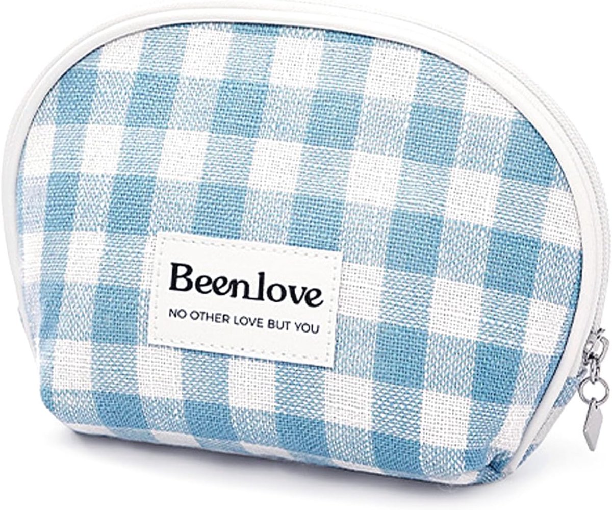 SnelShoppen - Kleine Cosmetica Tas voor Vrouwen - Reistas voor Toilettas en Make-up - Elegante Semi-Circulaire Vorm - Hoogwaardige Polyester - Blauw -