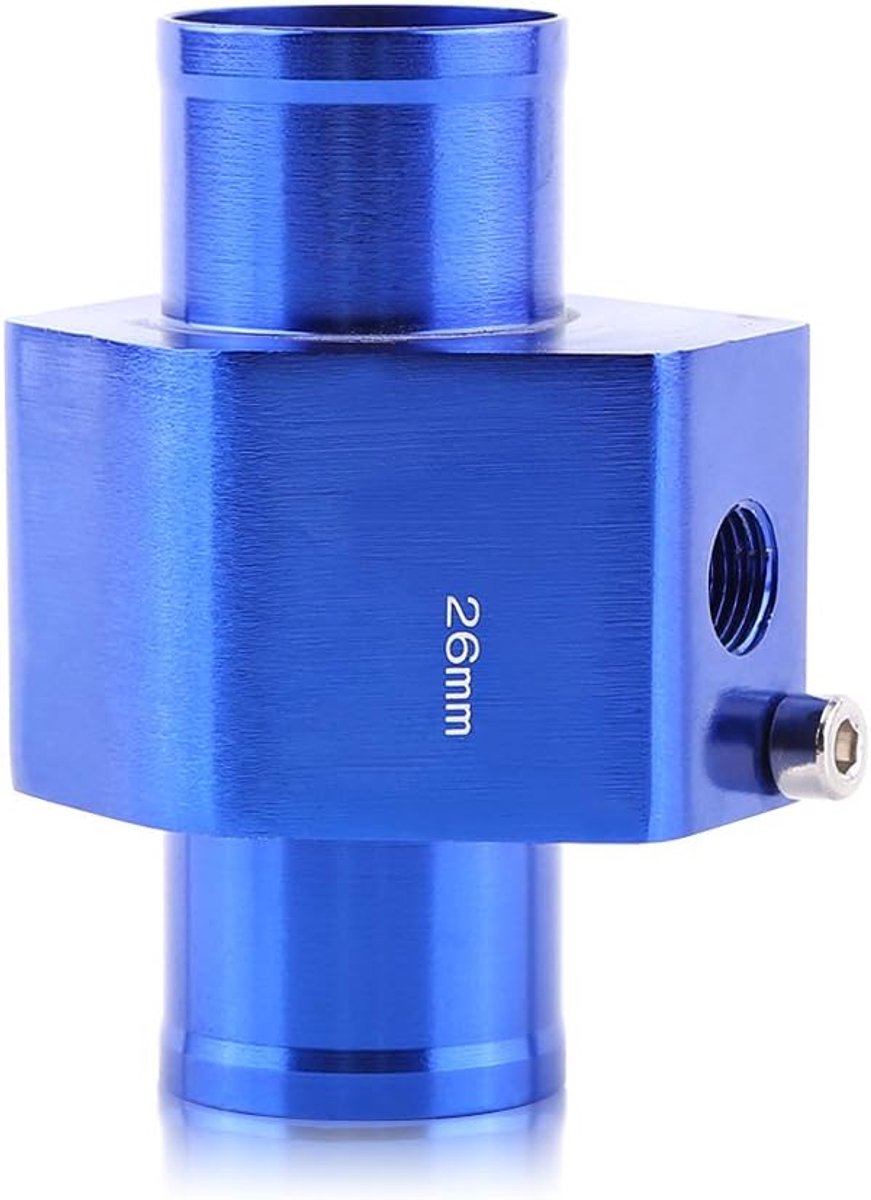 SnelShoppen - Universele Water Temperatuur Sensor Meter 26mm Aluminium Temperatuur Meetinstrument Radiator Slang Adapter Blauw