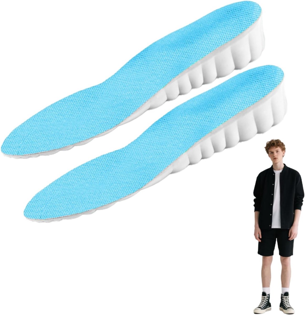 Hielverhogers voor mannen - 2,5 cm - comfortabel en elastisch - onzichtbaar en dempend - ShopVlot