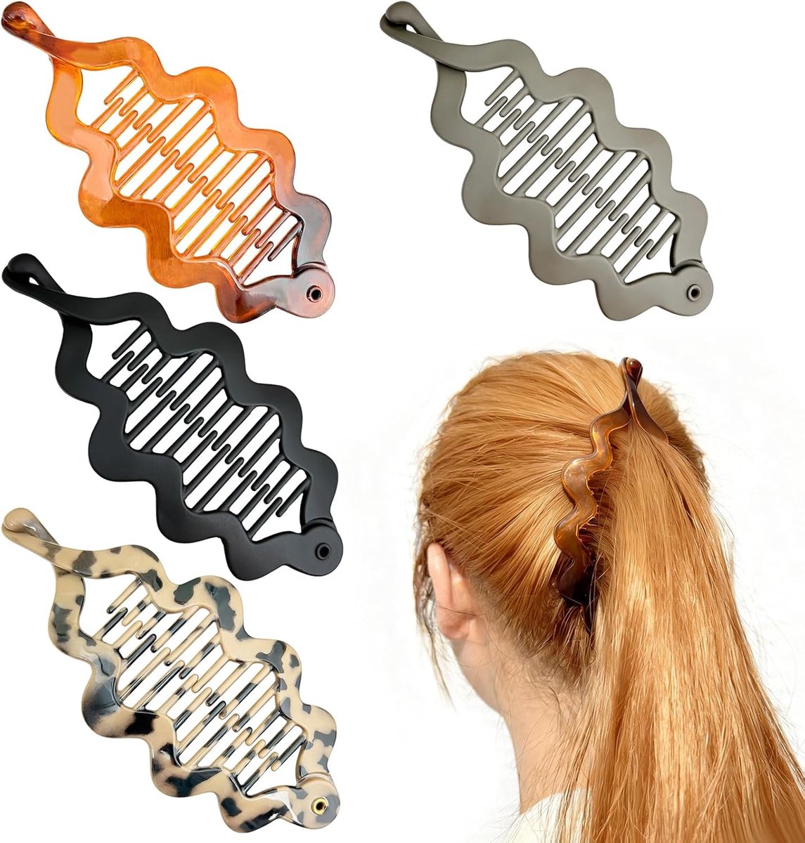 4 stuks bananenhaarspelden, bananenclips, haarkam, dikke haarspelden, voor haar en banaan, haarstyling-accessoires - ShopVlot
