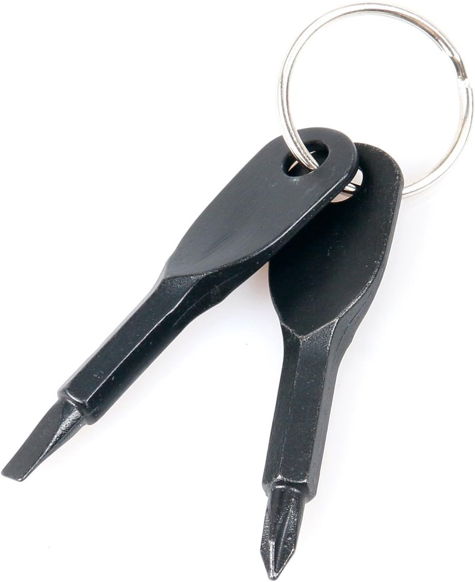 SnelShoppen - Sleutelhanger Schroevendraaier Set - 2-in-1 Plat en Kruiskop - Staal met Roestwerende Coating - Handzaam voor Thuis en Op Reis - Compact