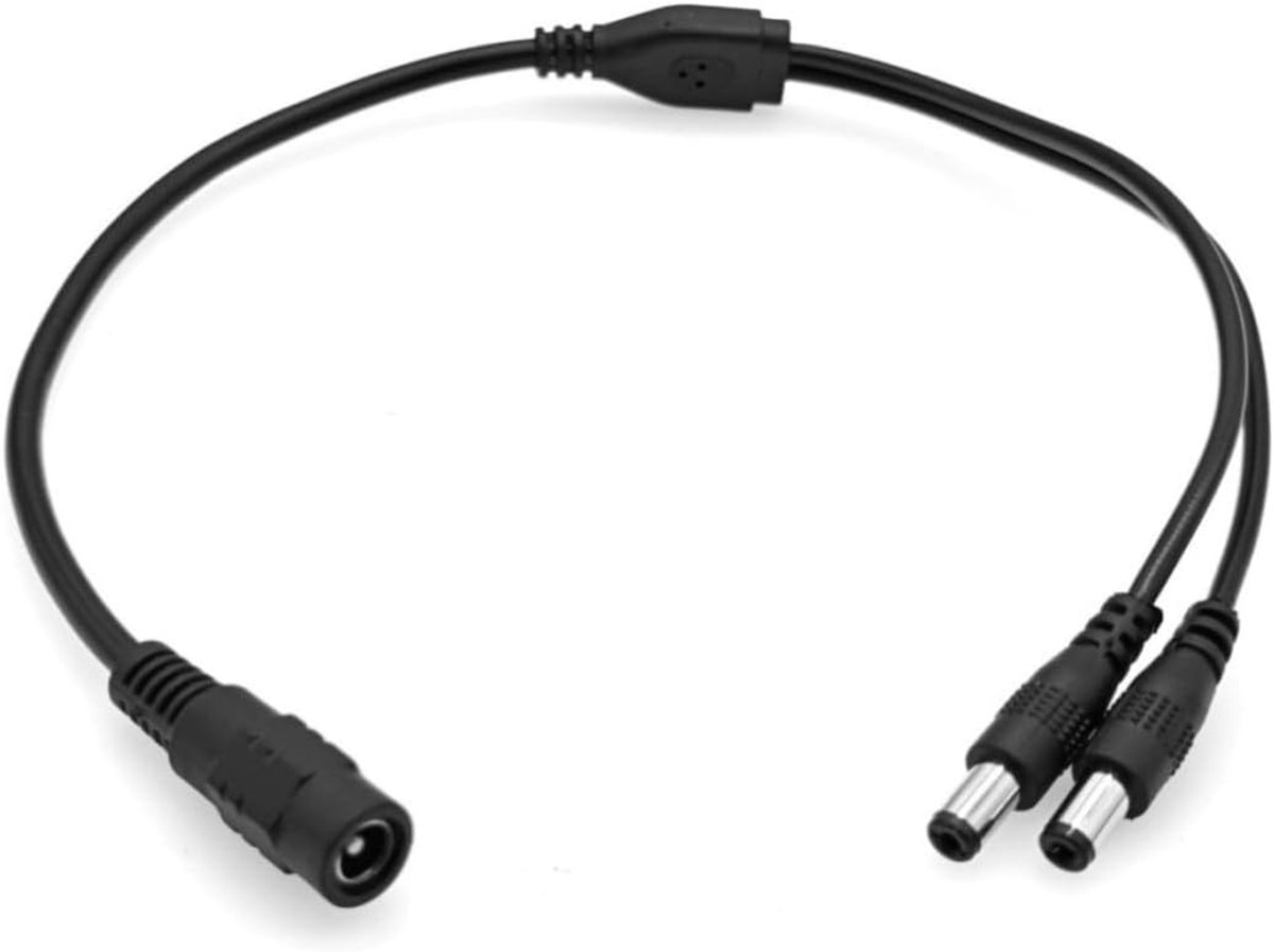 JZK DC Power Splitter Cable, 12V DC 5.5x2.1mm 1 Female to 2 Male, 5.5mm x 2.1mm 2 Way Power Splitter Adapter Cable for CCTV Cameras, LED Light Strips,