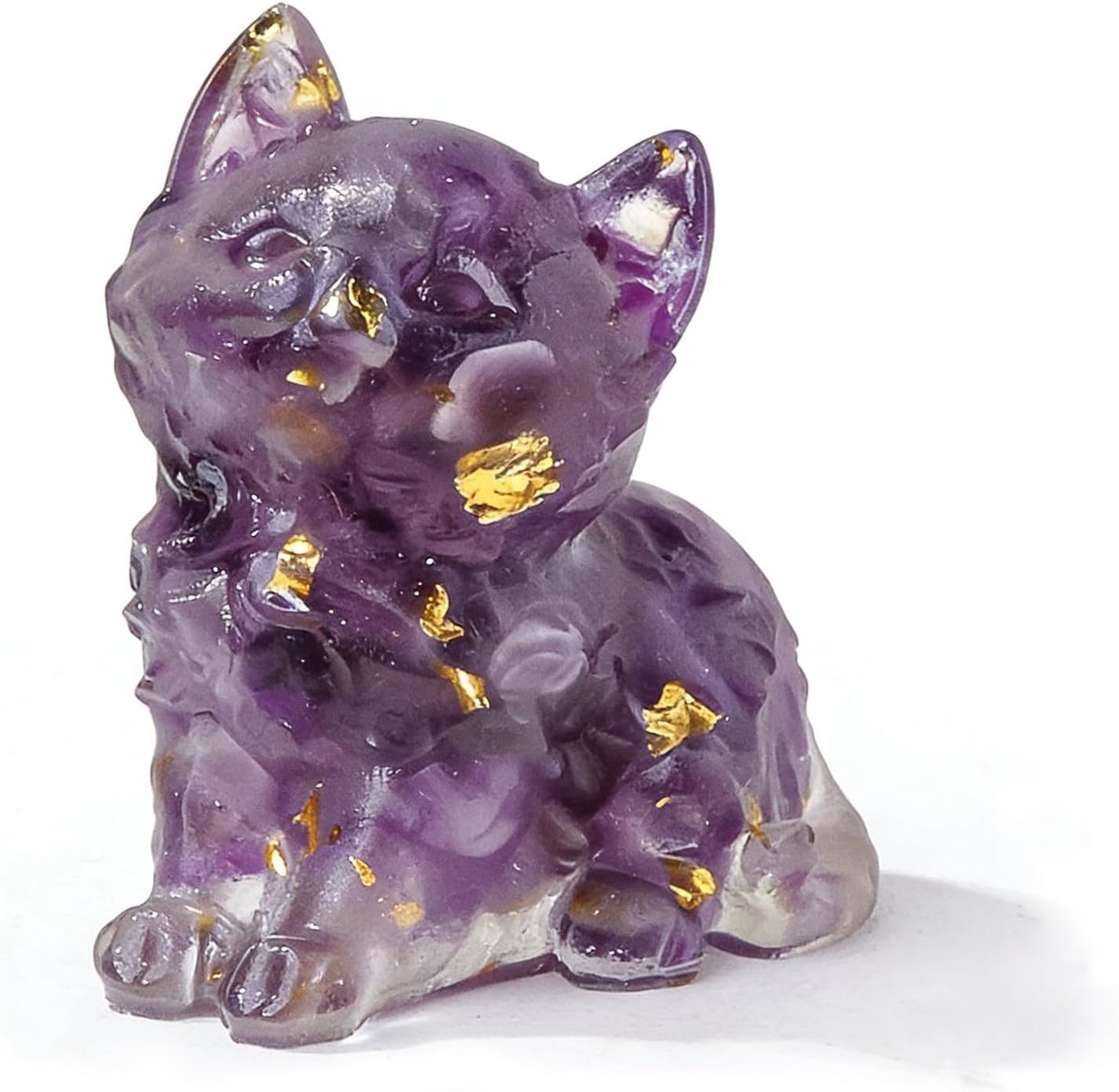 SnelShoppen - Kattenfiguur van Amethist - Paarse Kristallen Decoratie - Schattige Kattenfiguren voor Kattenliefhebbers - 1 stuk - Paars - Ideale Cadea