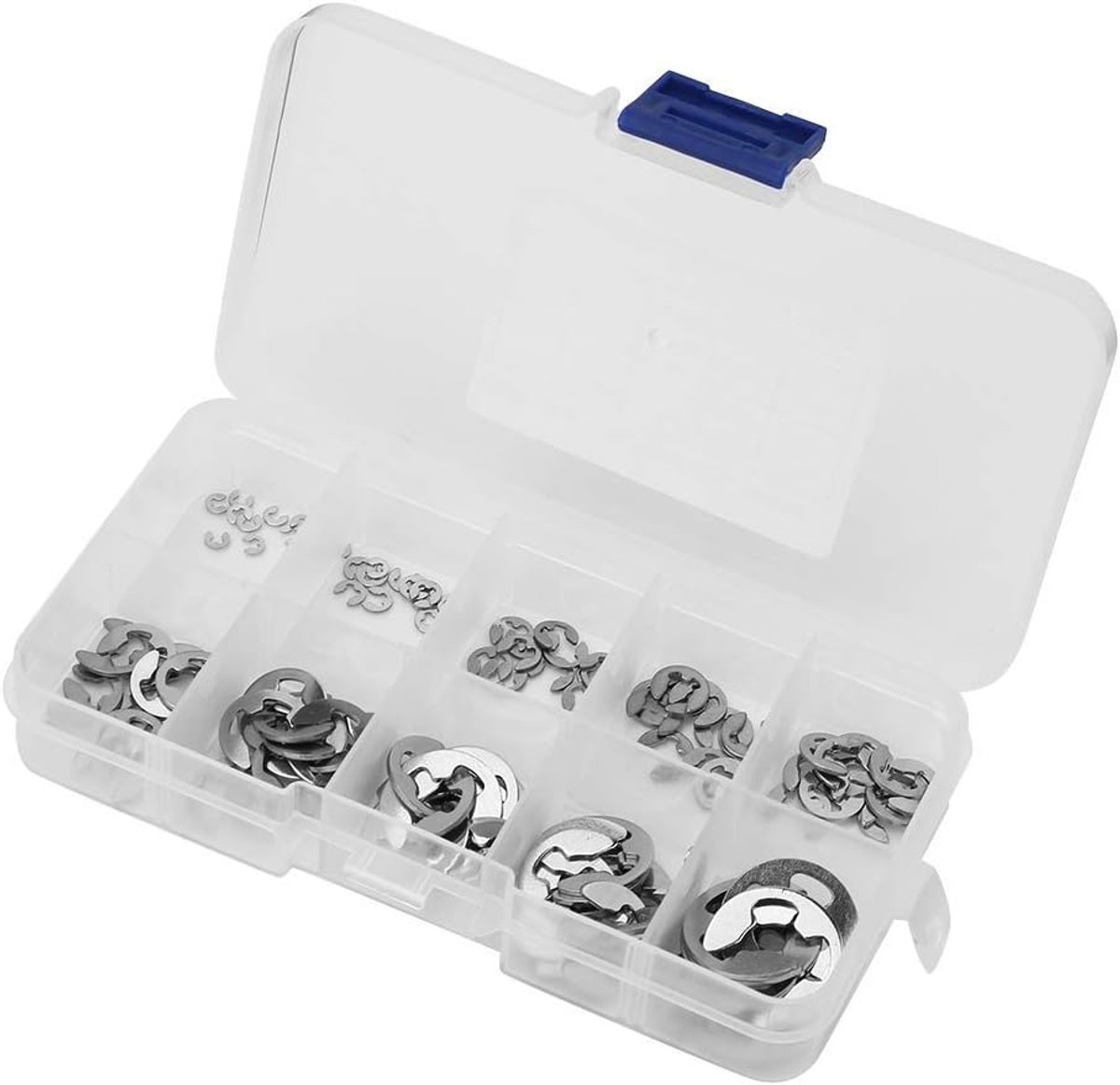 SnelShoppen - 120 Delen E-clip Lock Ring Set - Veiligheidsringen Assortiment 1.5-10mm - RVS 304 - Ideaal voor Klussen en Onderhoud