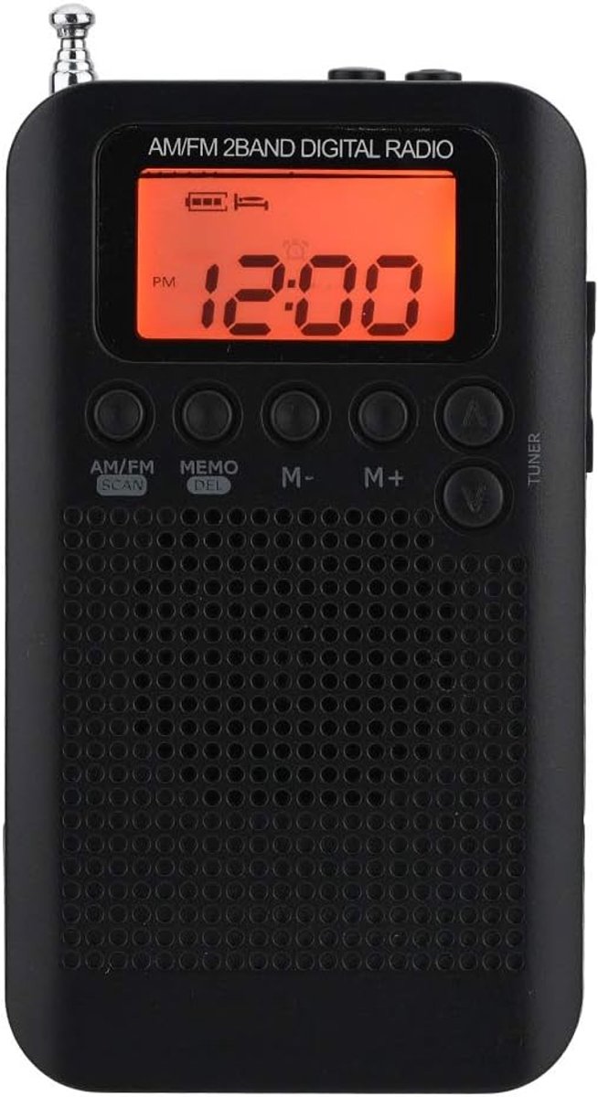 SnelShoppen - Draagbare Digitale AM FM Radio 2 Band Stereo Pocket Radio met ICD Scherm en Hoofdtelefoon - Compact voor Wandelen, Bus en Voet
