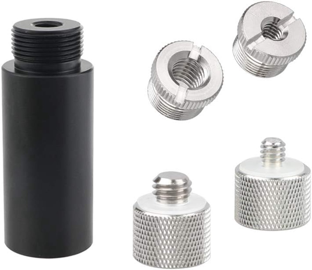 SnelShoppen - Multifunctionele Microfoonhouder Adapter met 5/8"-27 Draad voor Geluidstechniek, 5 Stuks Diverse Schroefverbindingen, Ideaal voor Opname