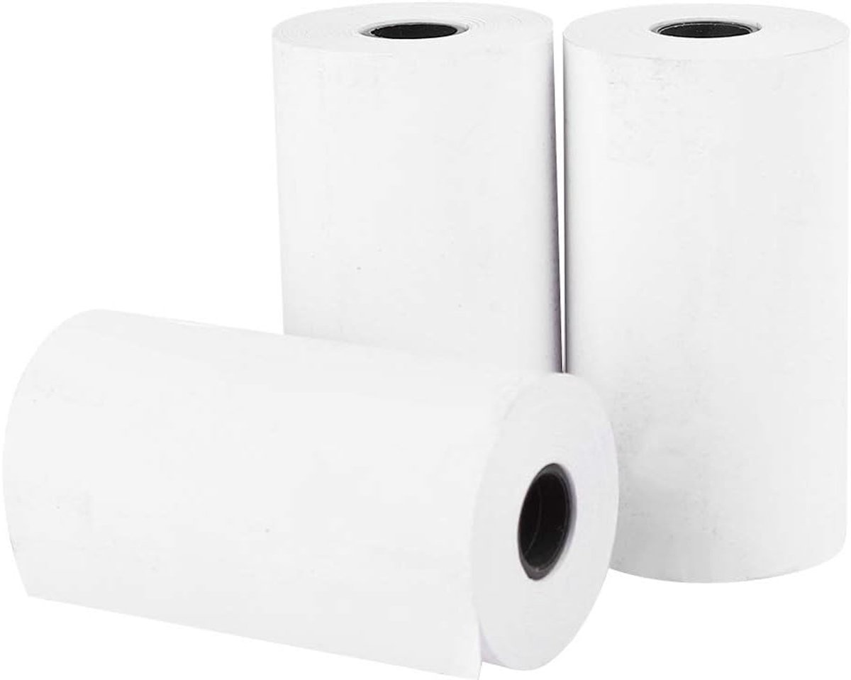 SnelShoppen - 3 stuks Thermisch Papier 56 x 56 x 30 mm, Waterdicht Voor Peripage Printers, Licht en Praktisch, Kwaliteitsgarantie, Voor Thuis en Kanto