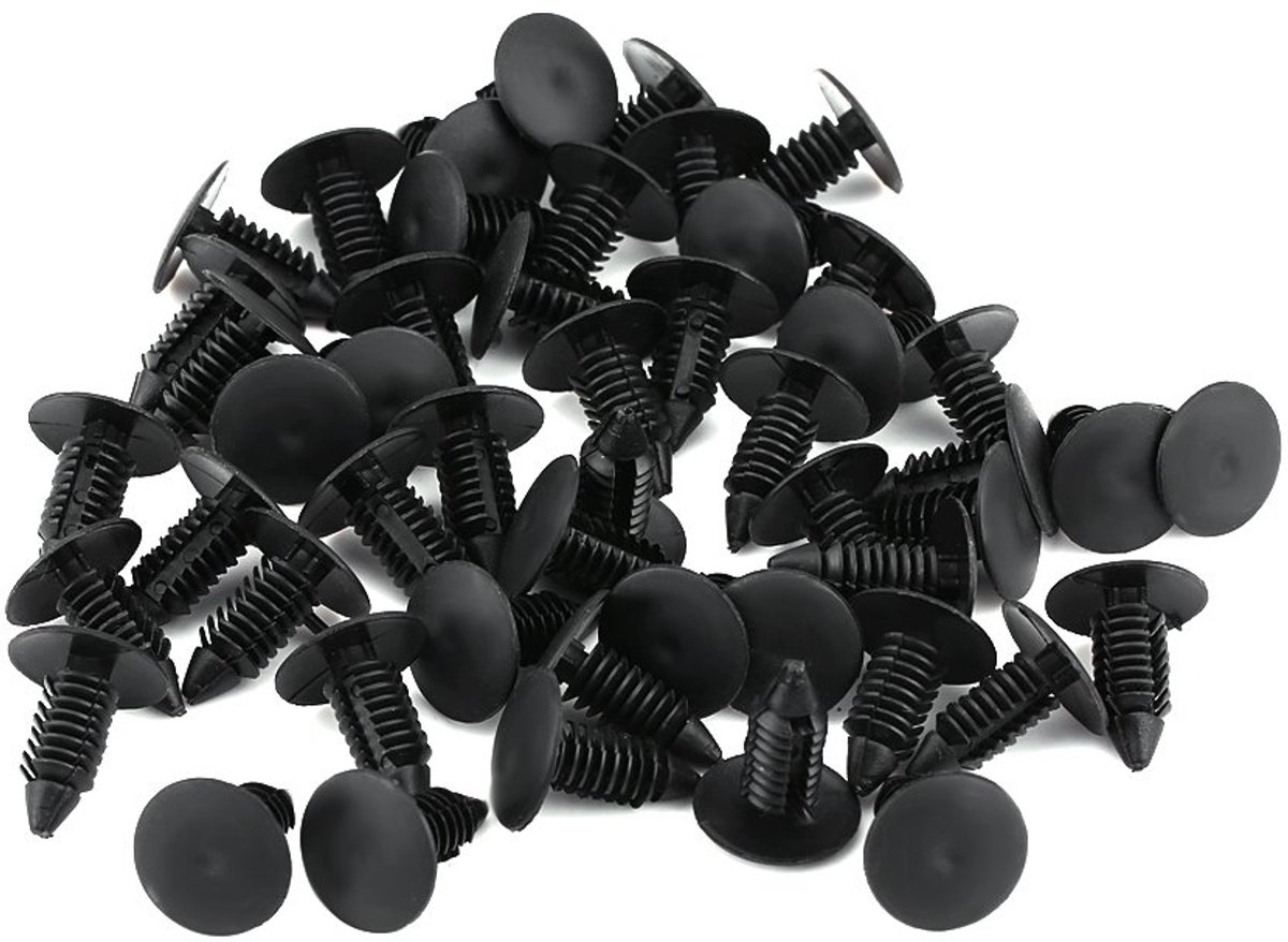 SnelShoppen - 50 Stuks Car Clip Set - Auto Bevestigingsclips - Carrosserie Trim Clips - Plastic Rivets - Zwart - Voor Bumper en Paneel