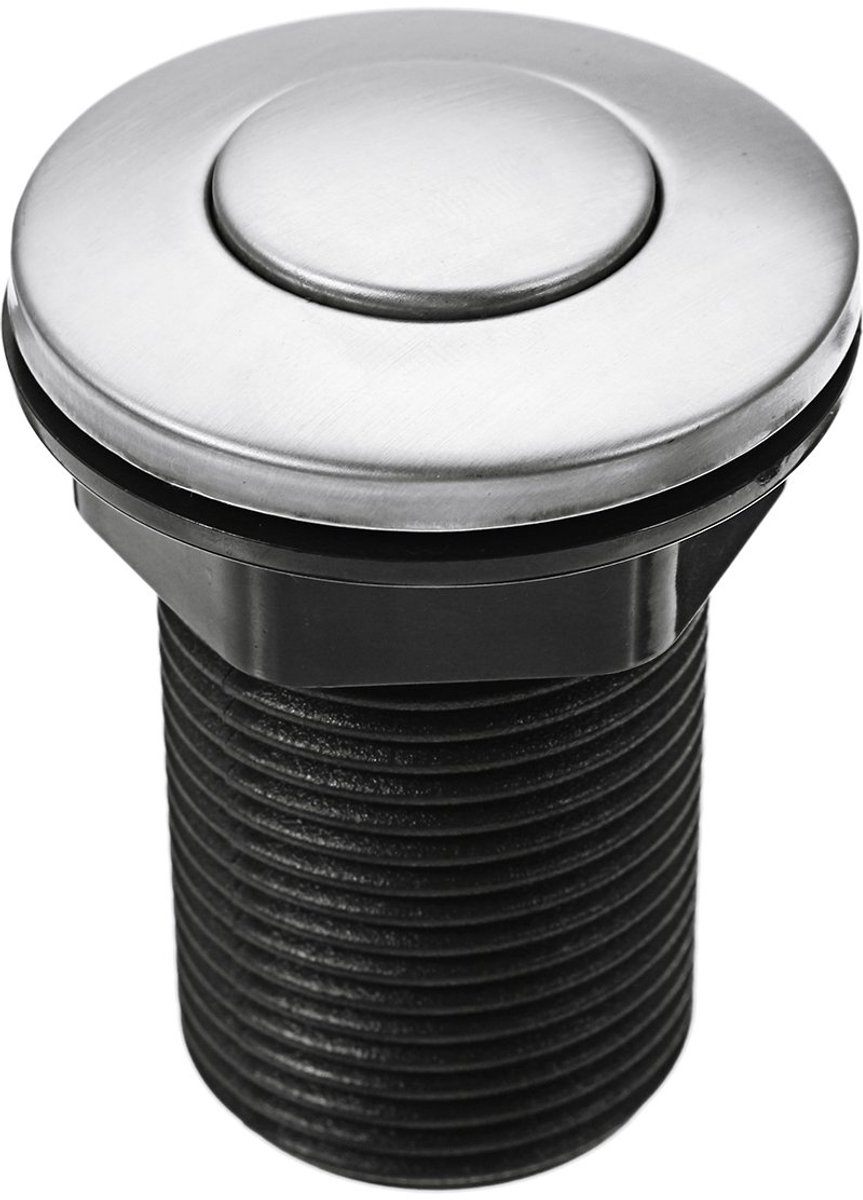 SnelShoppen - 32 mm Afvalbak Lucht Geactiveerde Schakelaar, On/Off Drukschakelaar, Elegante Zwart/Zilver Afwerking voor Keuken en Werkblad