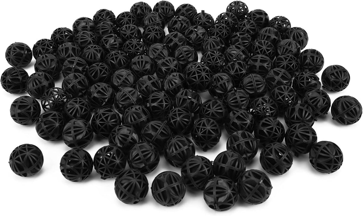 SnelShoppen - 100PCS Bio Balls Filtermedia voor Aquarium, Viskwekerij en Vijver, Porselein 26mm, Biochemisch Katoen, Ideaal voor Nitrificerende Bacter