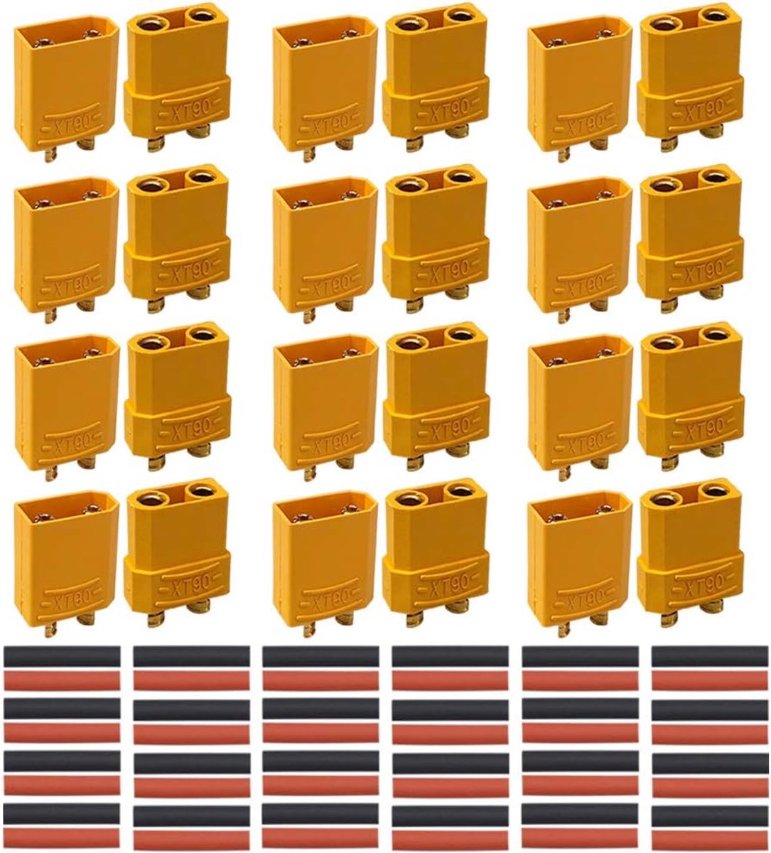 12 Pairs Premium XT-90 Male and Female Battery Sockets, High Current Gold Plug, Gold Socket Plug, Round Plug, Plug - ShopVlot