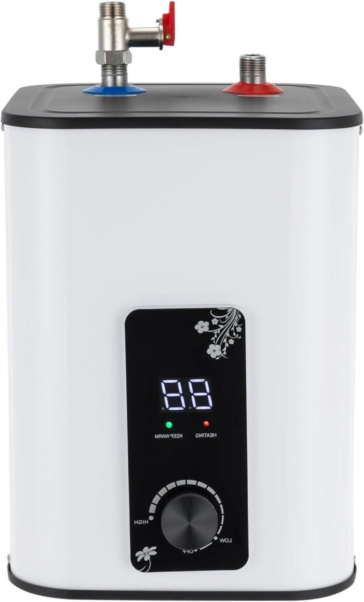 Warmwaterboiler - Onderbouwboiler Mini Tank - Keuken Warm Water - Snel Opwarmen - 8 Liter - Wit Zwart