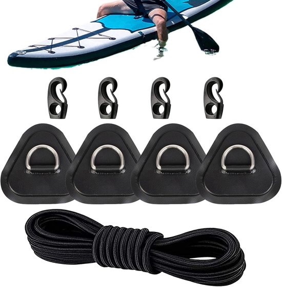 Paddle Board Patch Kit - PVC Reparatieset D-ring - Maritiem Onderhoud - Roestvrijstalen Driehoek - 4-delige set - Zwart — afbeelding 3