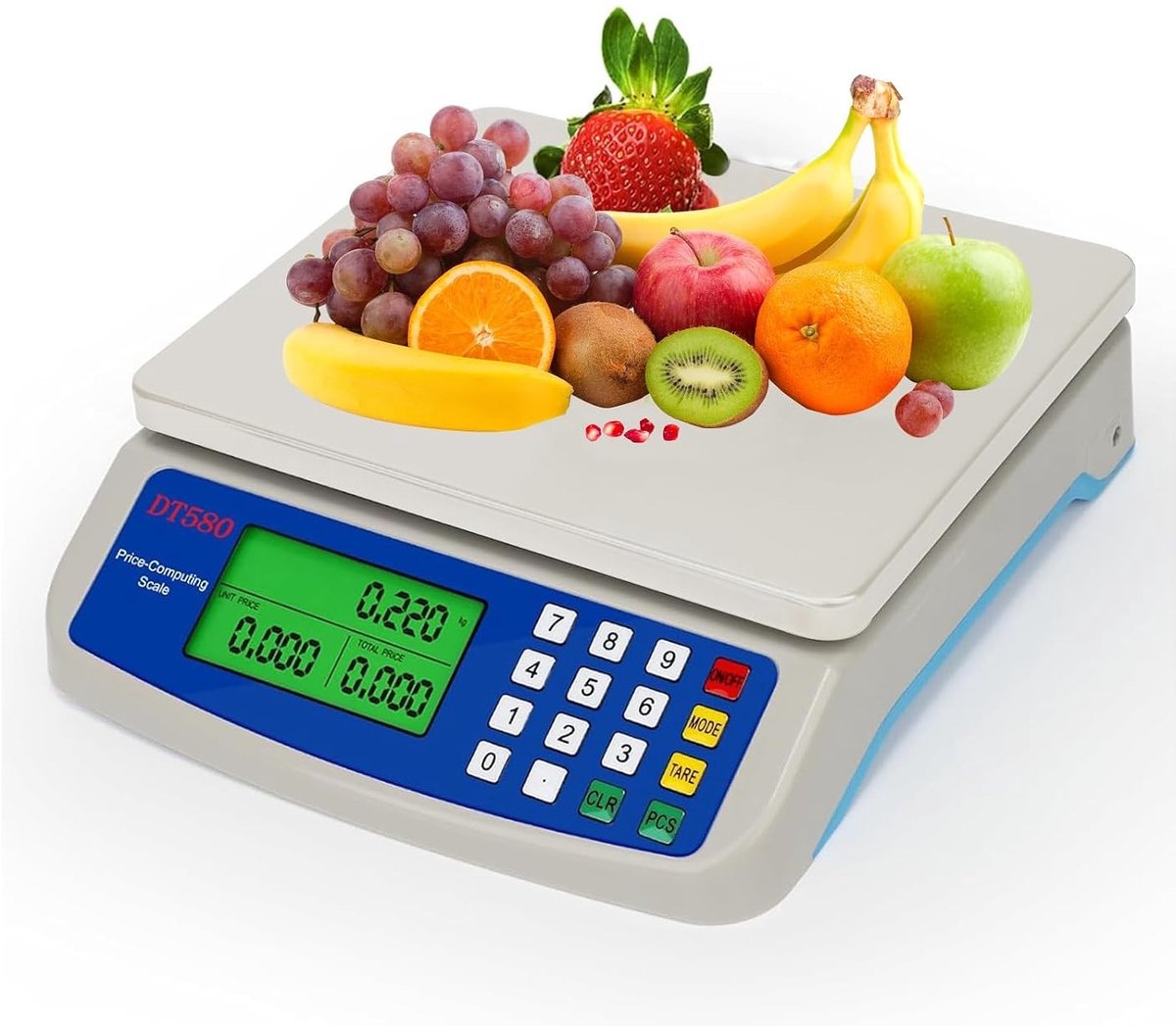 Digitale keukenweegschaal tot 30 kg, grote fruitweegschaal met LCD-display, tara-functie en 3 eenheden voor nauwkeurige metingen