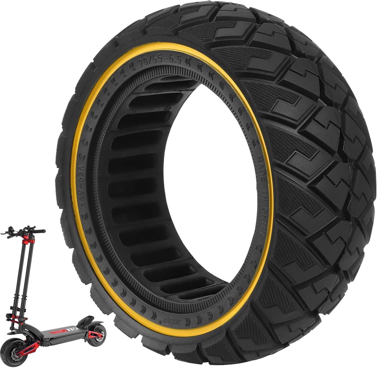 90/65-6.5 Elektrische Scooterband - 11 Inch Massieve Banden - Lekvrij - Verbeterde Rijervaring - ShopVlot