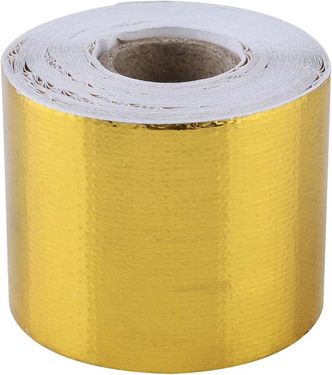 SnelShoppen - Gold Aluminium Folie Heatschild Wrap met Hechting - Warmtebestendige Band met Reflecterende Oppervlakte voor Motorblok en Vuurwand (Goud