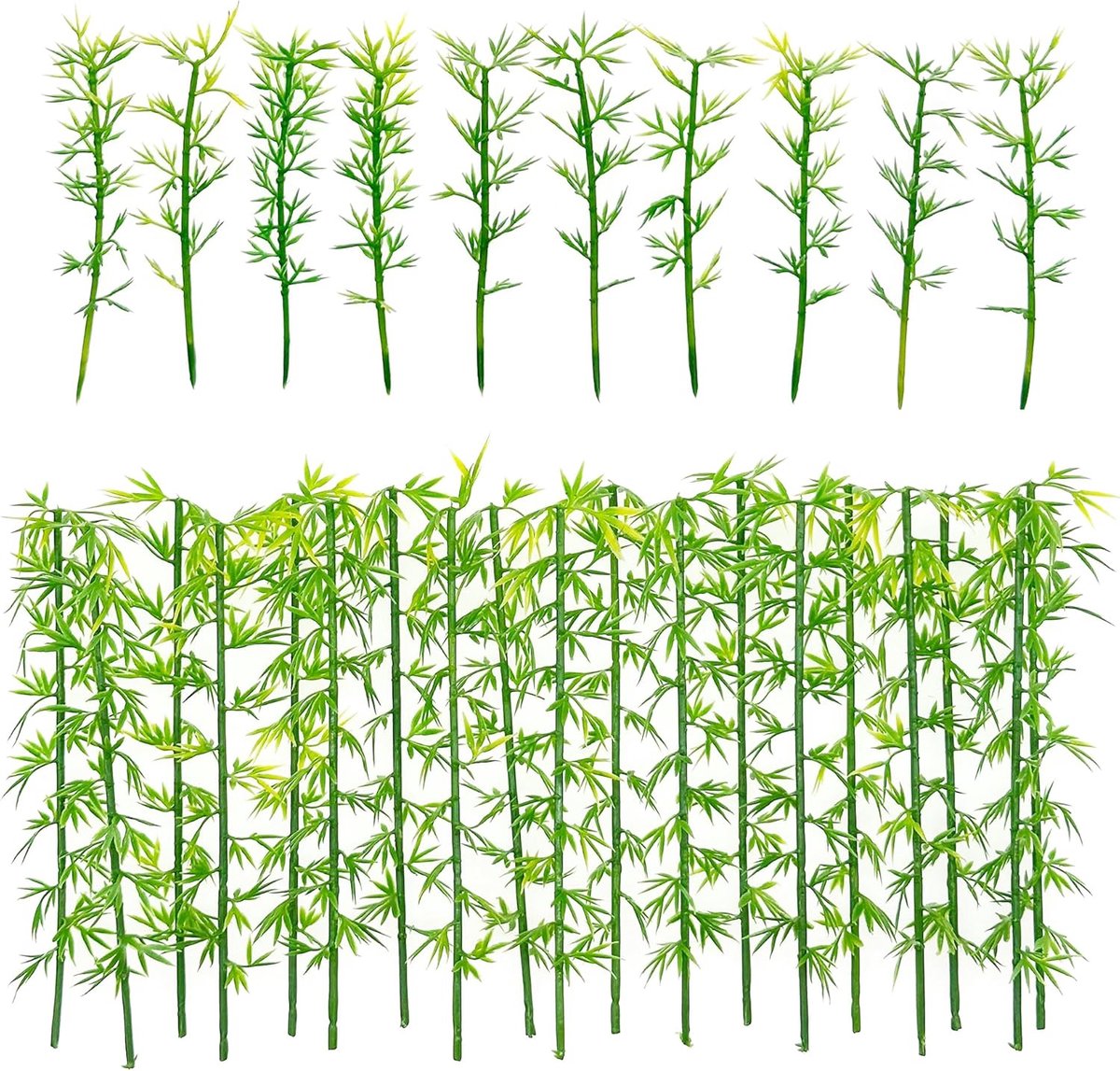 SnelShoppen - Model Miniatuur Bamboebomen Set, Groene Plastic Bamboebomen voor Bouwmodel, Miniatuurlandschap Diorama Project (100 stuks, 8cm en 12cm)