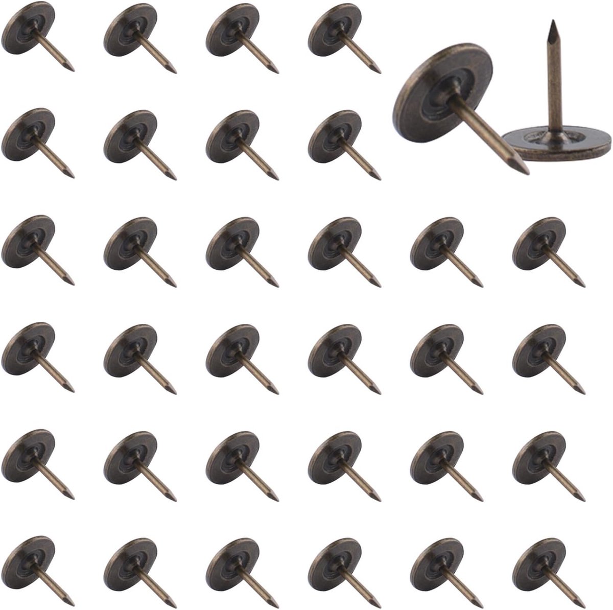 SnelShoppen - 120 Stuks Meubeldecoratie Duurzame Duwnagels 13MM - Bronzen Platte Hoofd Spijkers voor Foto's en Interieur