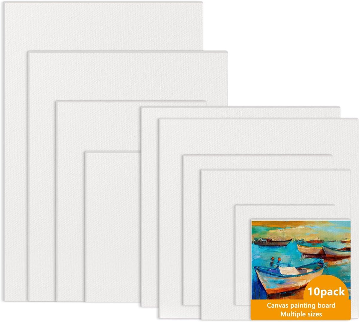Canvas for painting, set of 10, white - Witte schilderplaten van 100% katoen, drievoudig gecoat voor olie, acryl - ShopVlot
