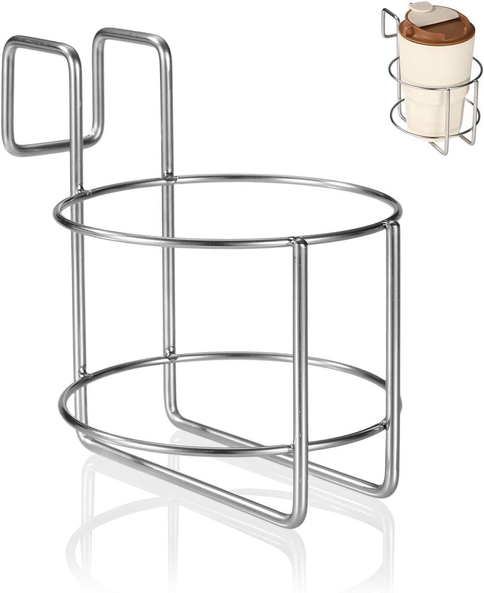 SnelShoppen - Cup Holder voor Bed - 11.1x11.5x14cm Metalen Premium Drinkbekerhouder - Praktisch Waterfles Accessoire voor Bunk Bed en Auto (Zilver)