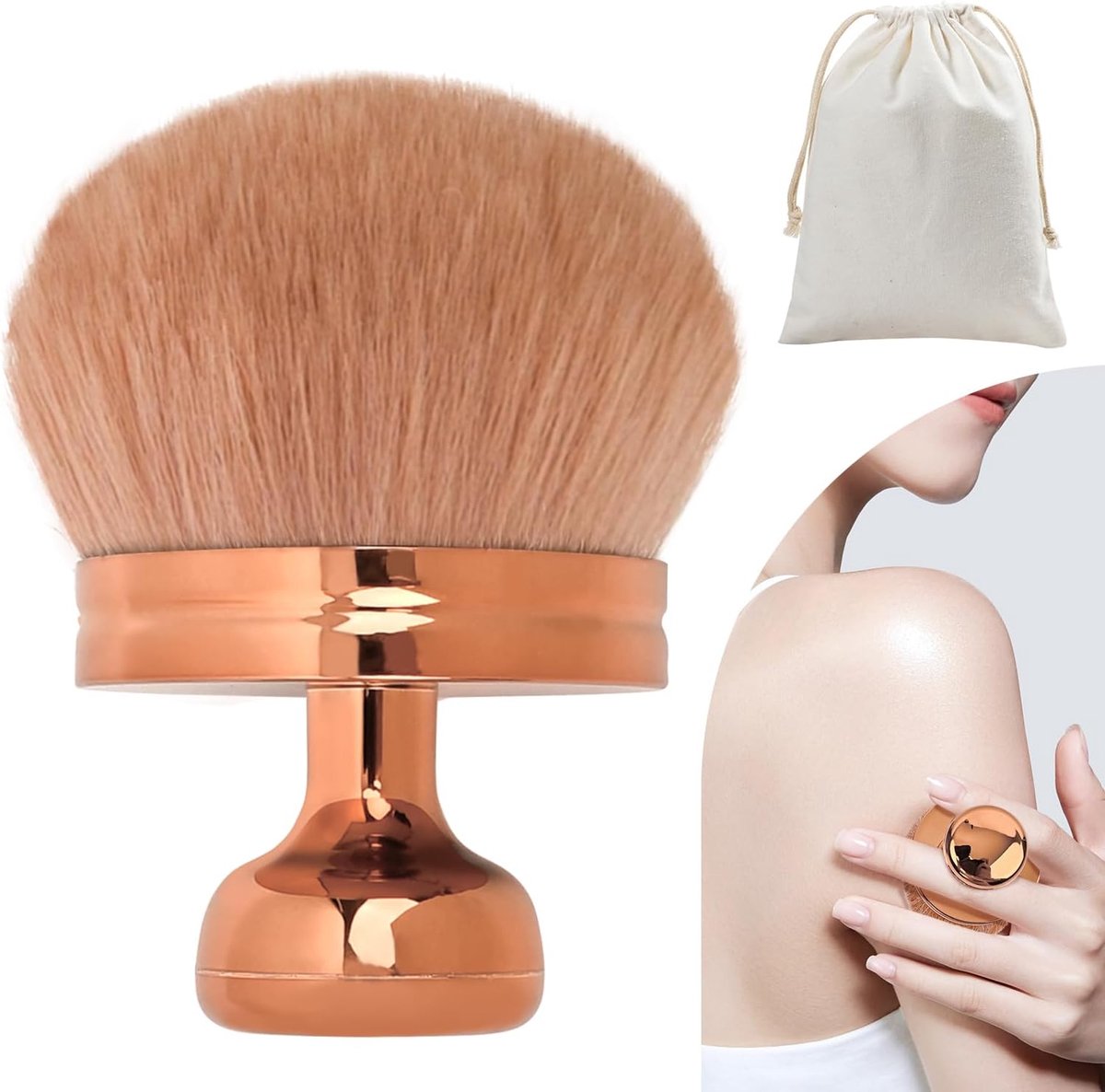 SnelShoppen - Extra Grote Body Makeup Kwast voor Zelfbruiner, 3.1-Inch Oval Kabuki Kwast, Brede Kop voor Gezicht, Nek, Rug, Benen, Geschikt voor Nat &
