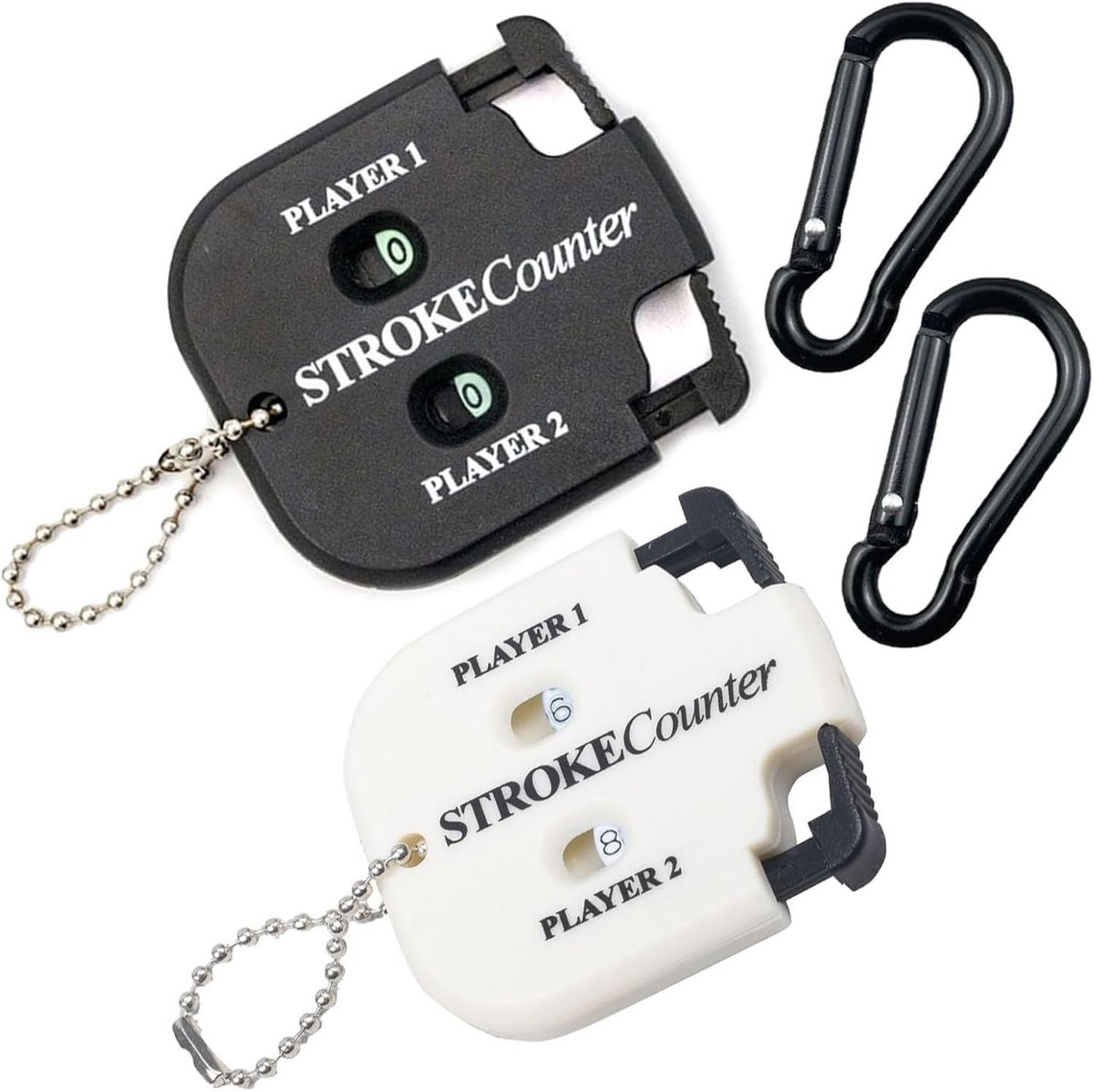 Golf Score Counter - 2 spelers, compact en lichtgewicht - met 2 karabijnhaken - ideaal voor outdoor sports - ShopVlot
