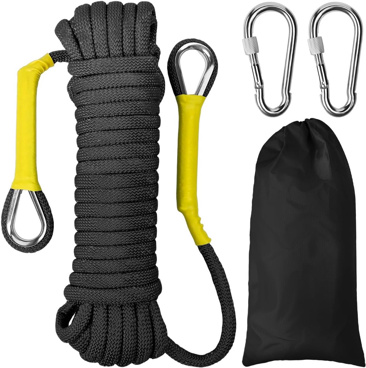 SnelShoppen - 8mm Zwart Klimtouw 10m - Sterk en Veilig tot 800 kg - Ideaal voor Buiten, Klimtraining, Hulp- en Steuntouw voor Hoogtewerkzaamheden