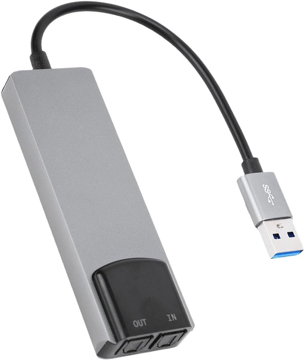 SnelShoppen - 7.1 Kanaal USB Surround Geluidskaart, Aluminium Externe Geluidskaart voor Laptop PC, Zilver, Ondersteunt 7.1, 5.1 en Dubbele Kanaal Uitg