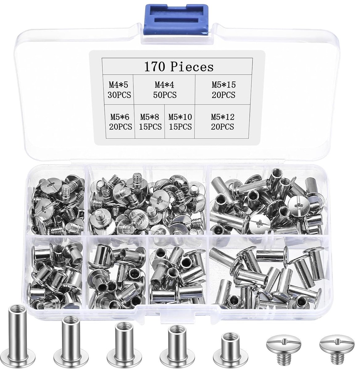 Rivet set 170pcs - holle klinknagels - dubbelkap - perfect voor DIY leerprojecten - SnelShoppen