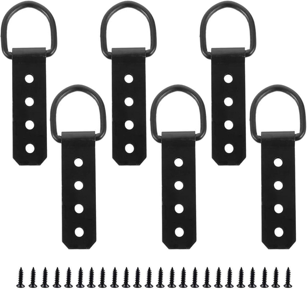 SnelShoppen - 6 Stuks Foto Hangers, Zware Metalen D Ring Hangers voor het Ophangen van Fotolijsten (Zwart, 9,5cm)