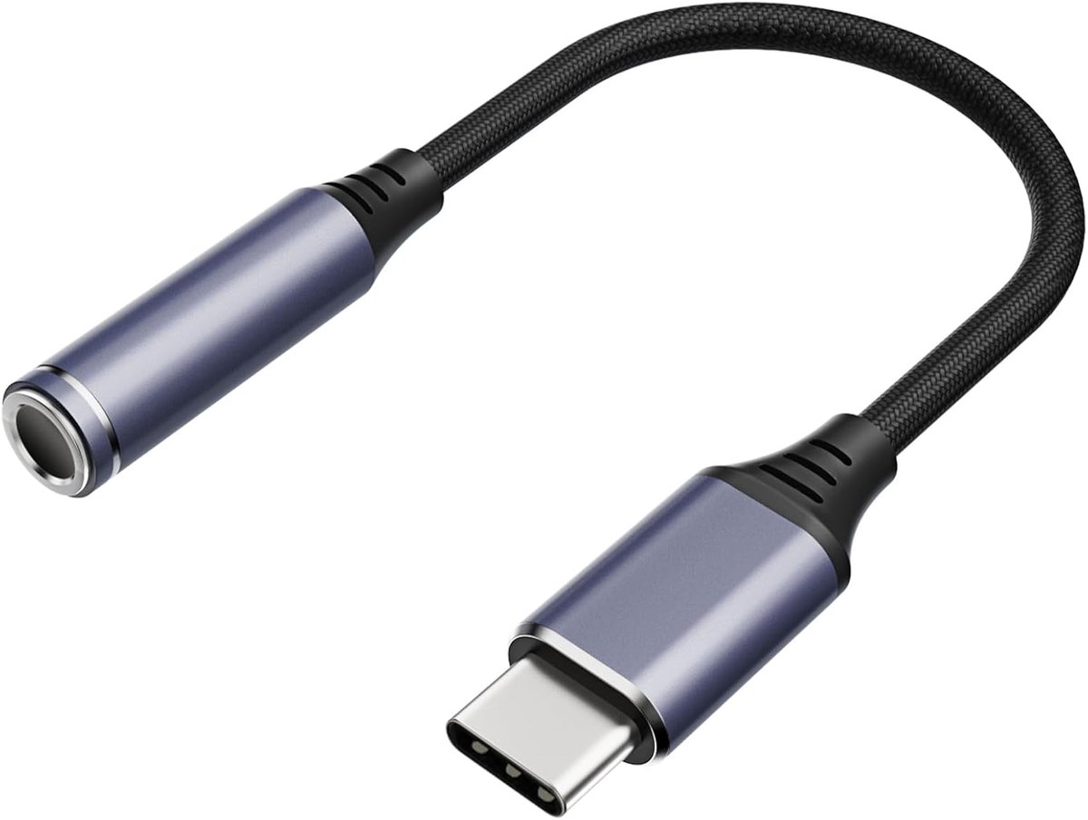SnelShoppen - USB C naar 3.5mm Audio Adapter Kabel, Zwart + Grijs | Type C naar Aux Hoofdtelefoon Jack Dongle voor iPhone, iPad, Galaxy S24, S23 Ultra
