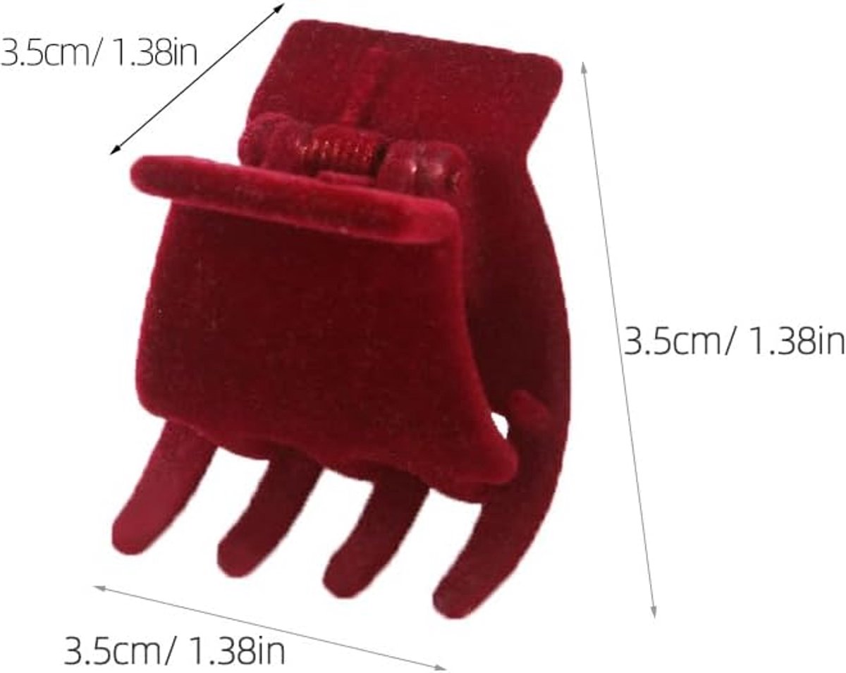 SnelShoppen - Set van 4 Kleine Rode Fluwelen Haarclips, Antislip Klemmen voor Vrouwen, Veelzijdige Haaraccessoires voor het Stylen en Fixeren van Vers