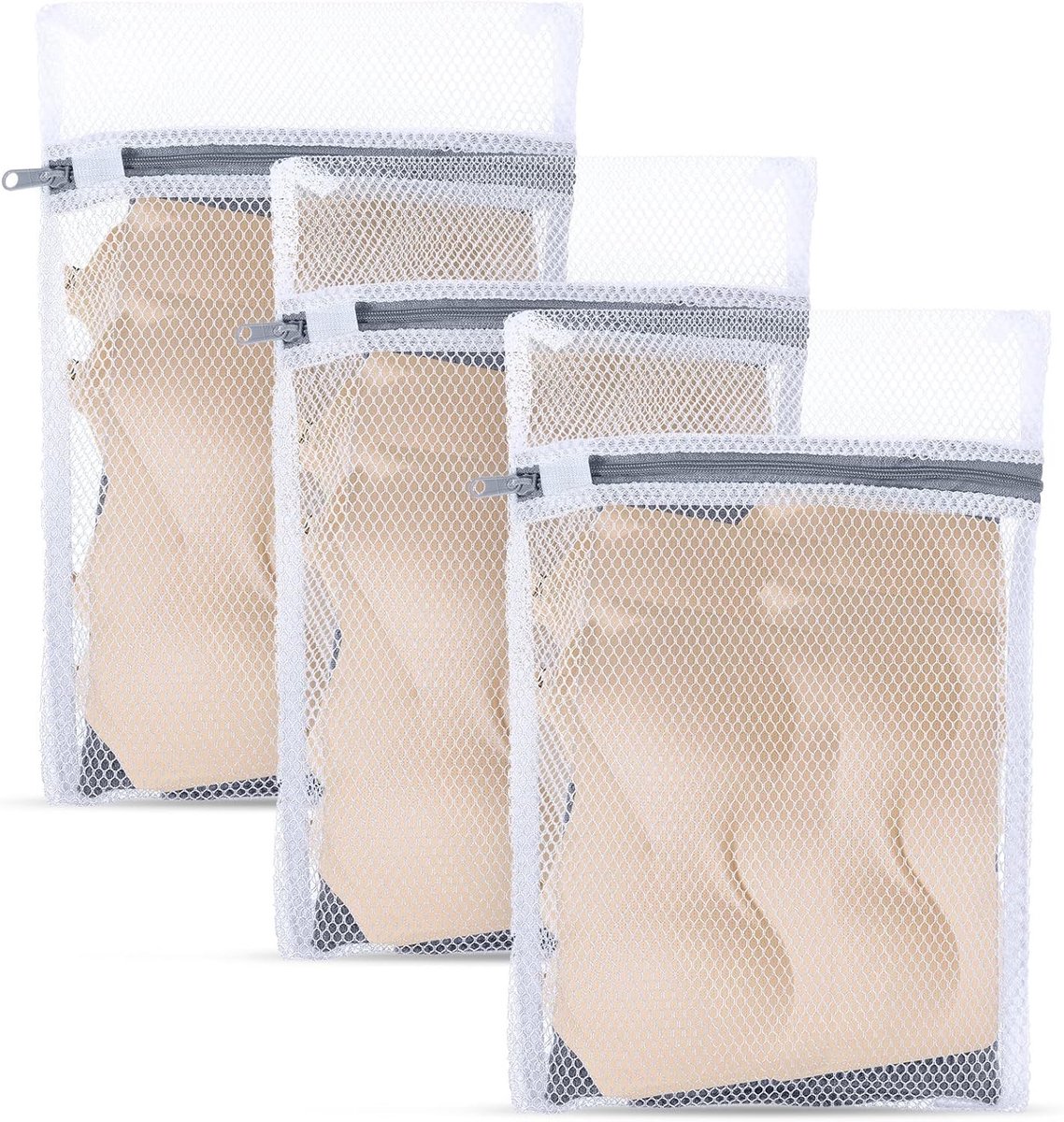 Waszakken voor de Wasmachine - Set van 4 Stuks, Mesh Wasnet met Rits voor Ondergoed, Bh's, Sokken en Baby Kleding - 30 x 20 cm en 40 x 30 cm