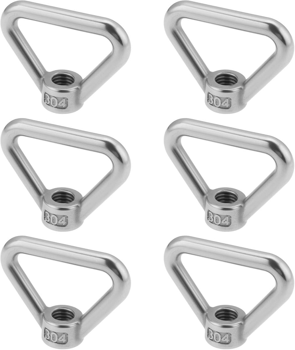 SnelShoppen - 6 Stuks M10 Ophangmoer 304 RVS Driehoekige Ringvormige Moer Met Draad - Voor Lifting, Rigging, Marine, Automotive, Industrieel Gebruik