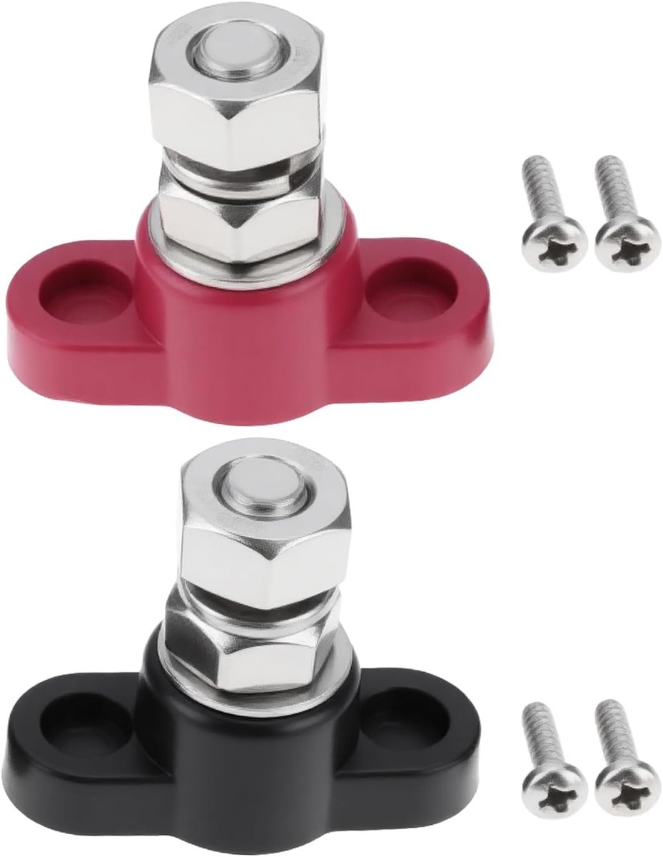 SnelShoppen - 2Pcs 3/8 inch 12VDC 250A Geïsoleerde Terminal Stud Rood en Zwart Junction Block voor Auto, Truck, Motorhome