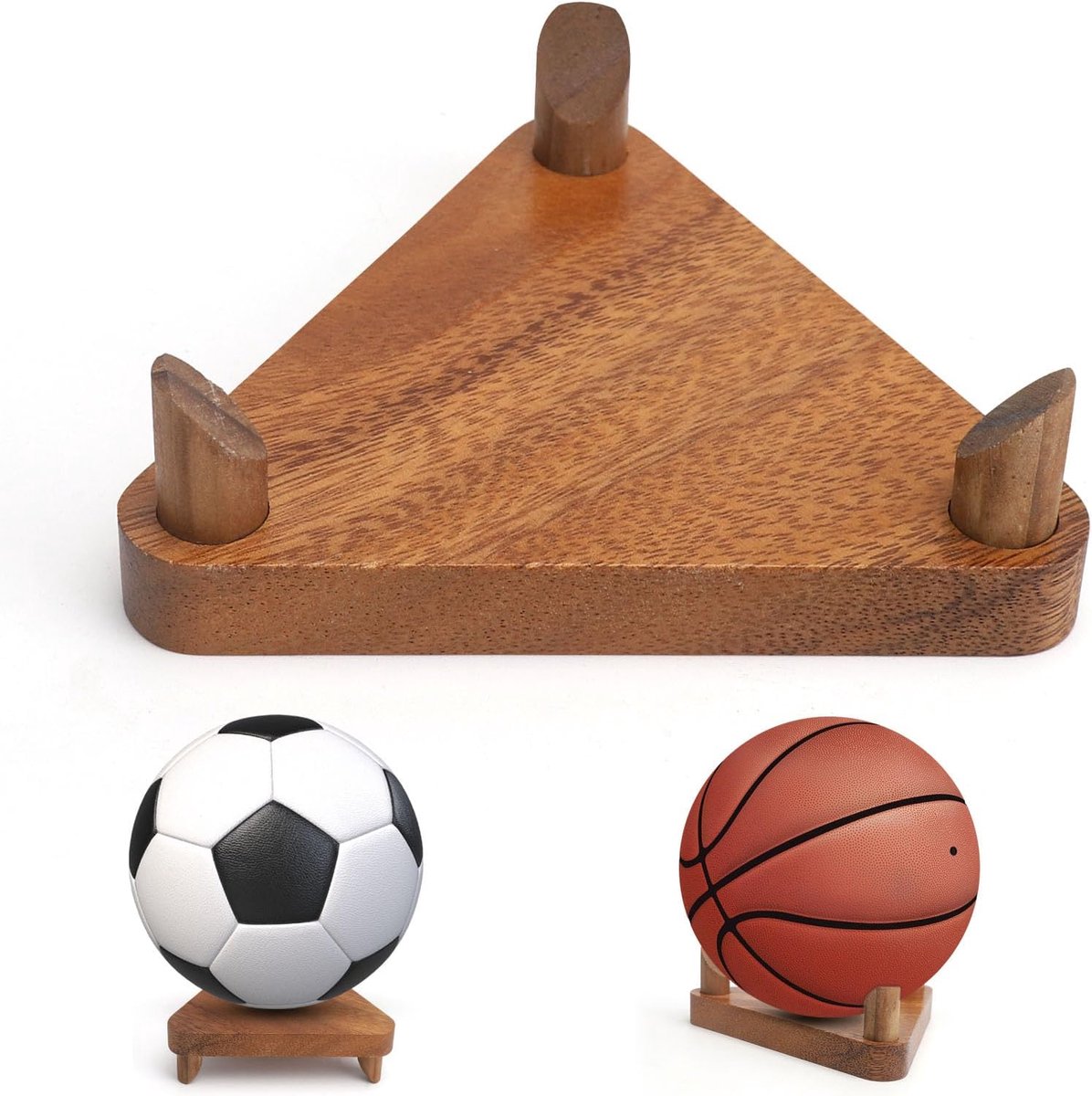 Ballenhanger Hout - Vintage Basketball Houder - Elegante Ball Display - Perfect voor in de Woonkamer - ShopVlot