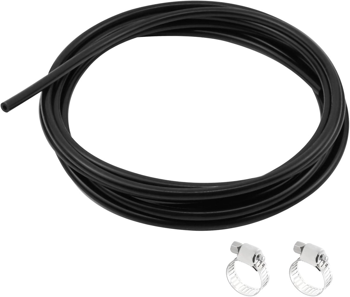 SnelShoppen - 4 m vacuüm siliconen slang 4 mm binnen diameter, 8 mm buiten diameter, negatieve druk slang met 2 klemmen, flexibel en weerbestendig