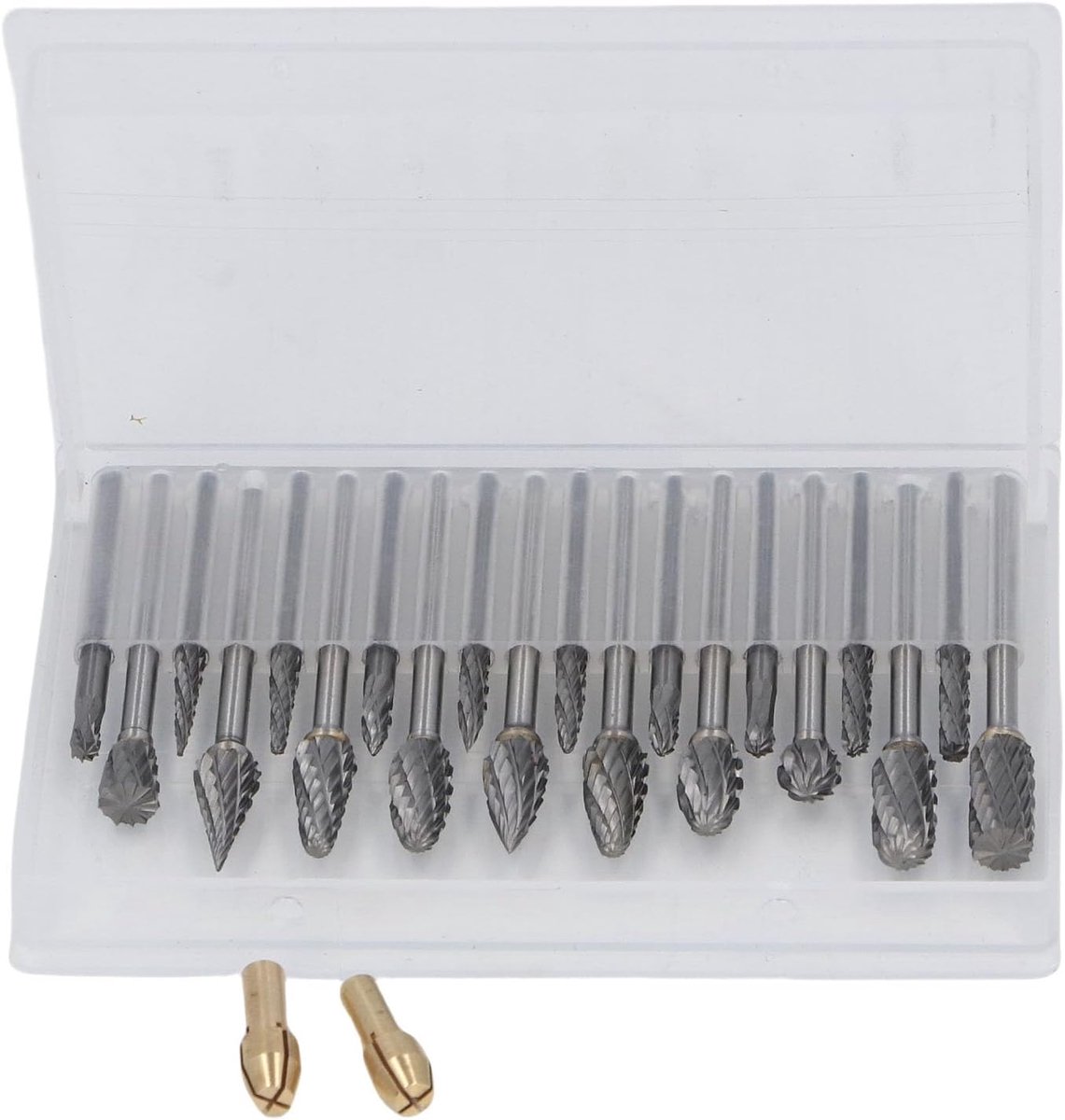 SnelShoppen - 20-delige Rotonde Frees Set, Tungsten Carbide, Dubbel Gesneden Bits, 1/8 Inch Stang, Ideaal voor Houtbewerking en Metaal Graveren